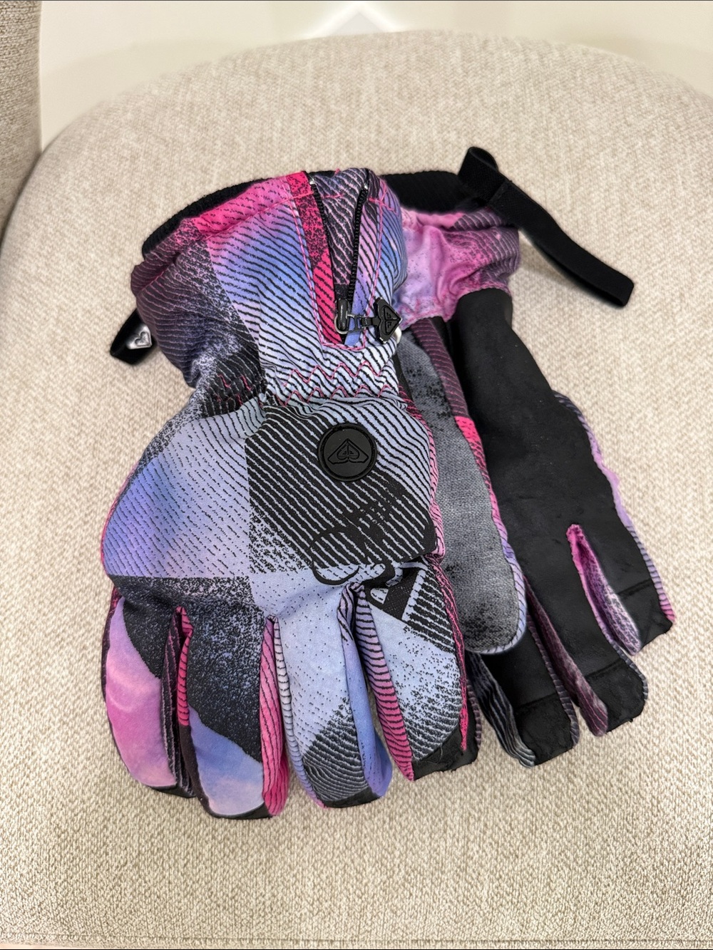 Roxy Ski Snow Gloves Women’s Large Pink Purple Black Waterproof Winter
